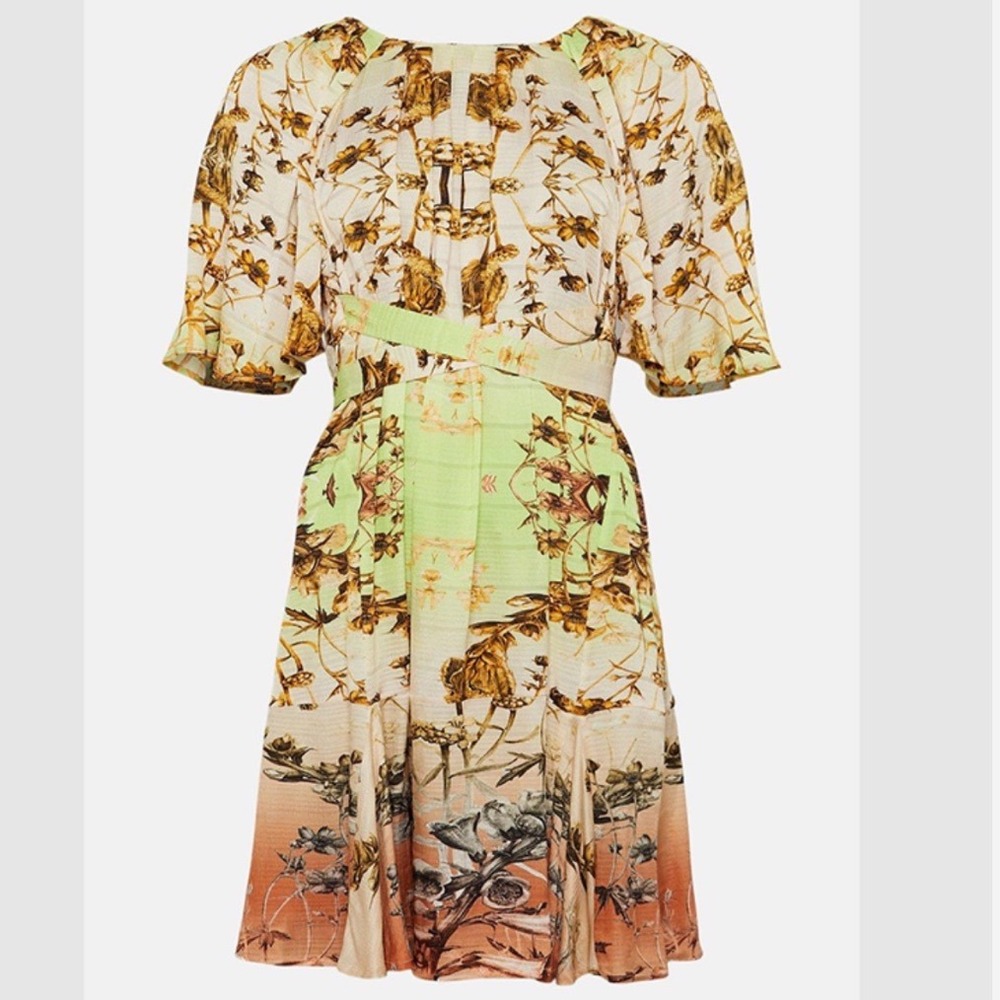 KAREN MILLEN Mirrored Tulipa Print Woven Satin Mini Dress Size 2‎ NWT